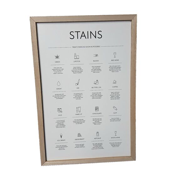 Set of 2 Wood Wall Hanging Signs for Laundry Washing Stain Removal 15.5x10.5 - Picture 2 of 9